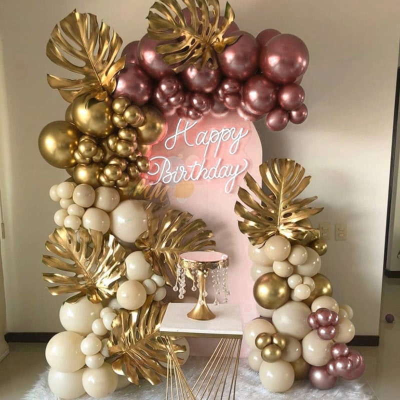 Arche de ballon anniversaire rose gold