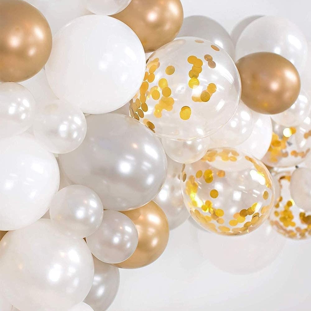 Arche ballon blanc et or gold