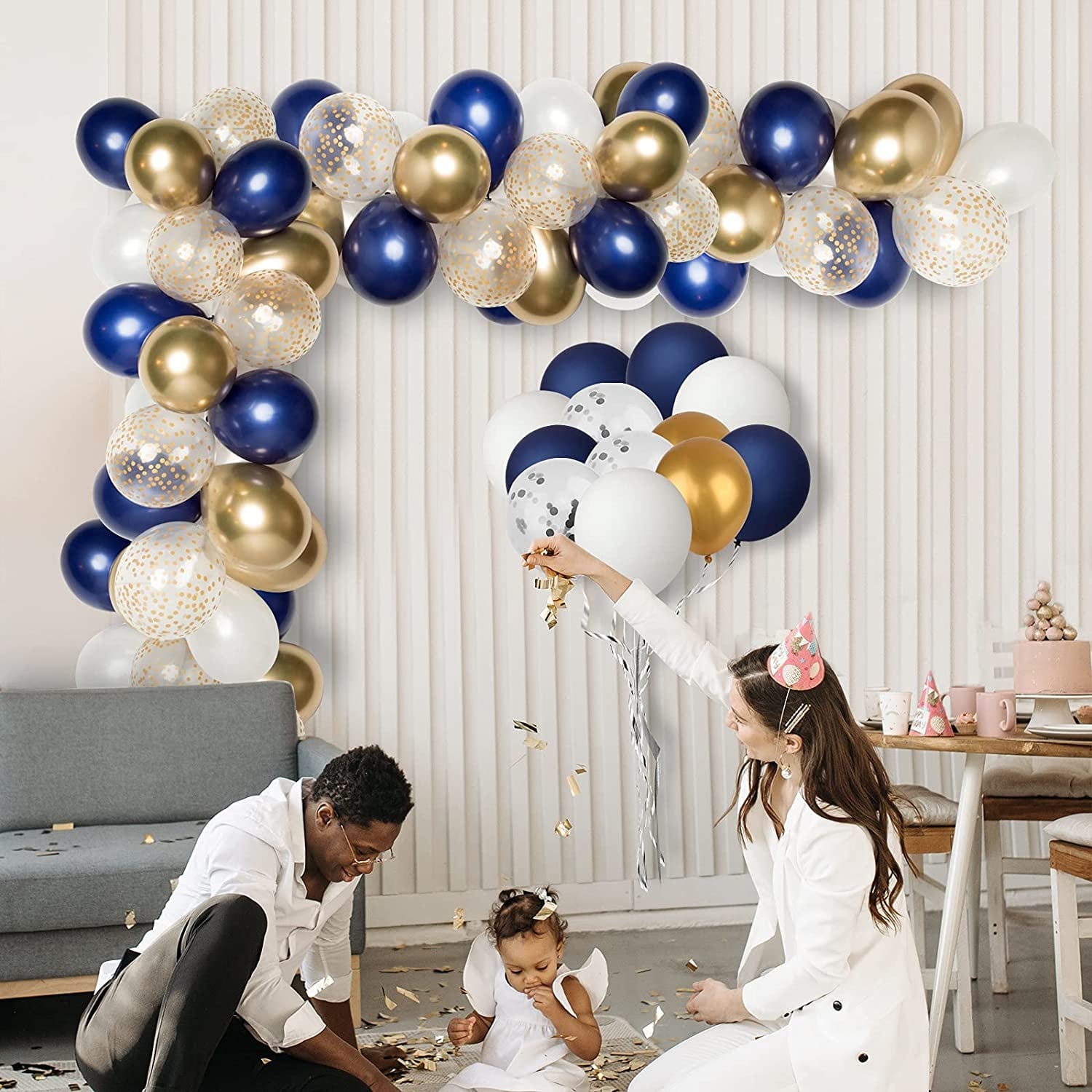 Arche de ballon bleu et or fête