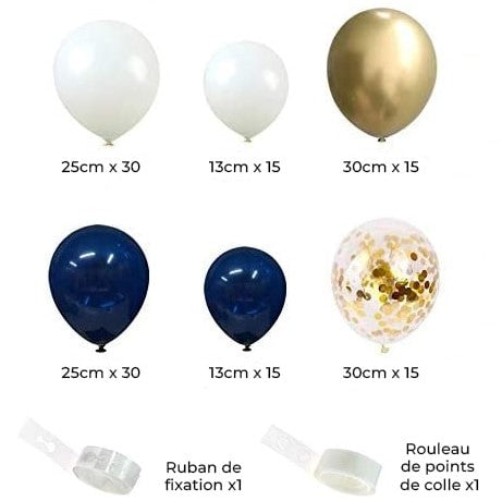 Kit arche de ballon bleu et or