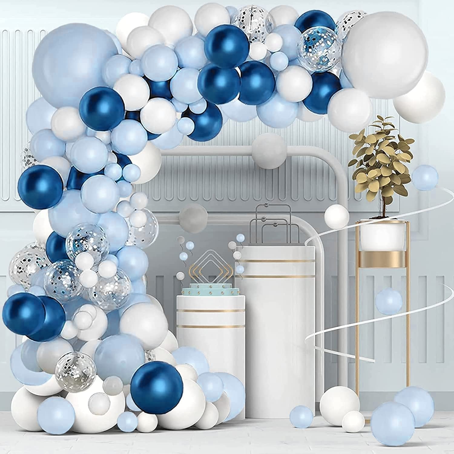 Arche de ballon bleu marine et blanc