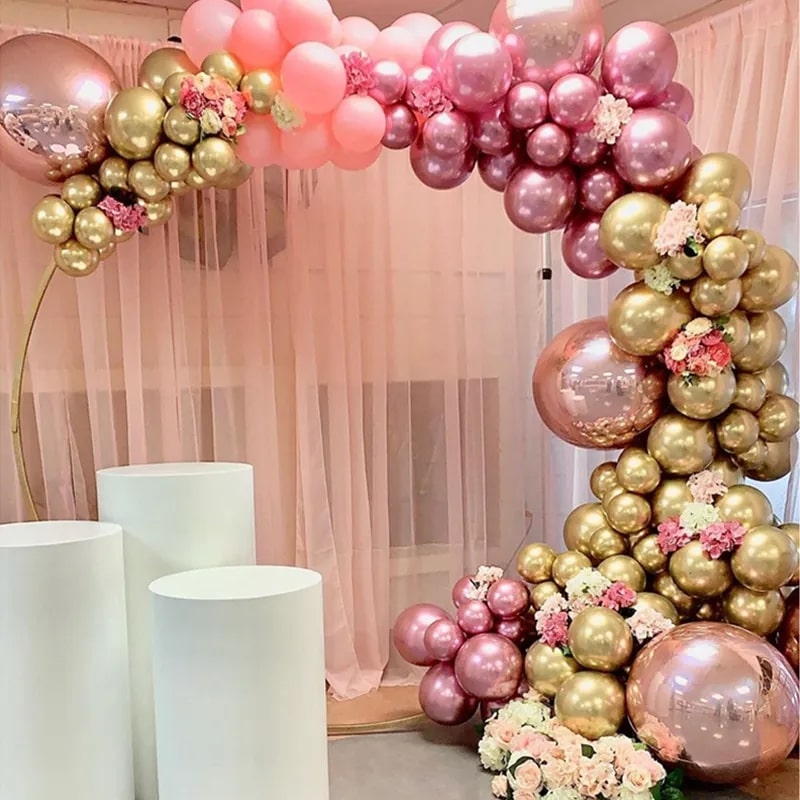 Arche de ballons rose or