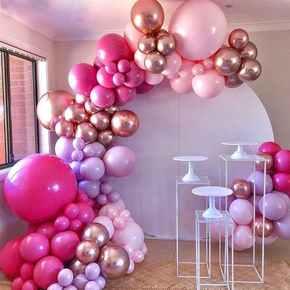 Arche de ballon rose gold et fushia décoration fête