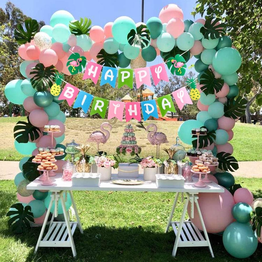 Arche de ballon tropical anniversaire