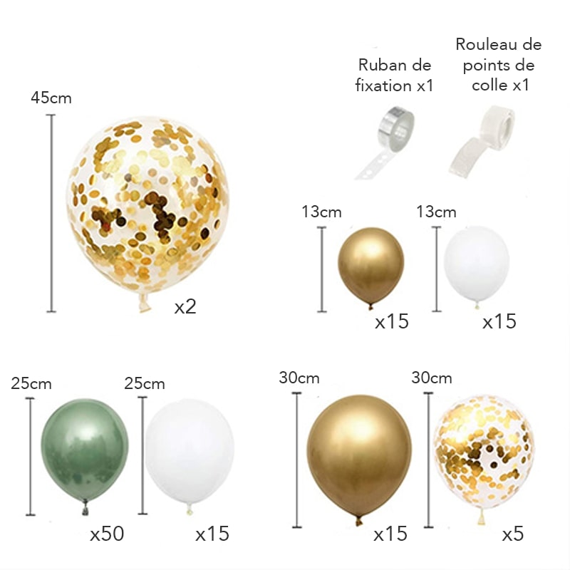 Kit arche de ballon vert et or