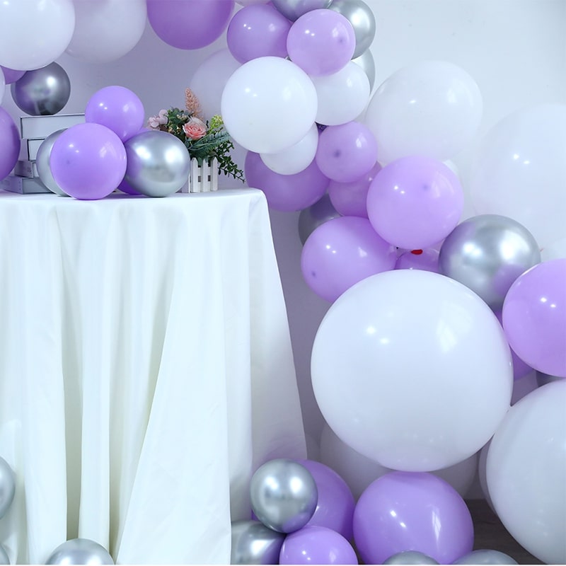 Arche de ballon mauve et blanc