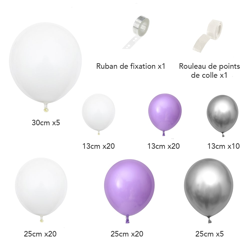Kit arche de ballon violet et blanc