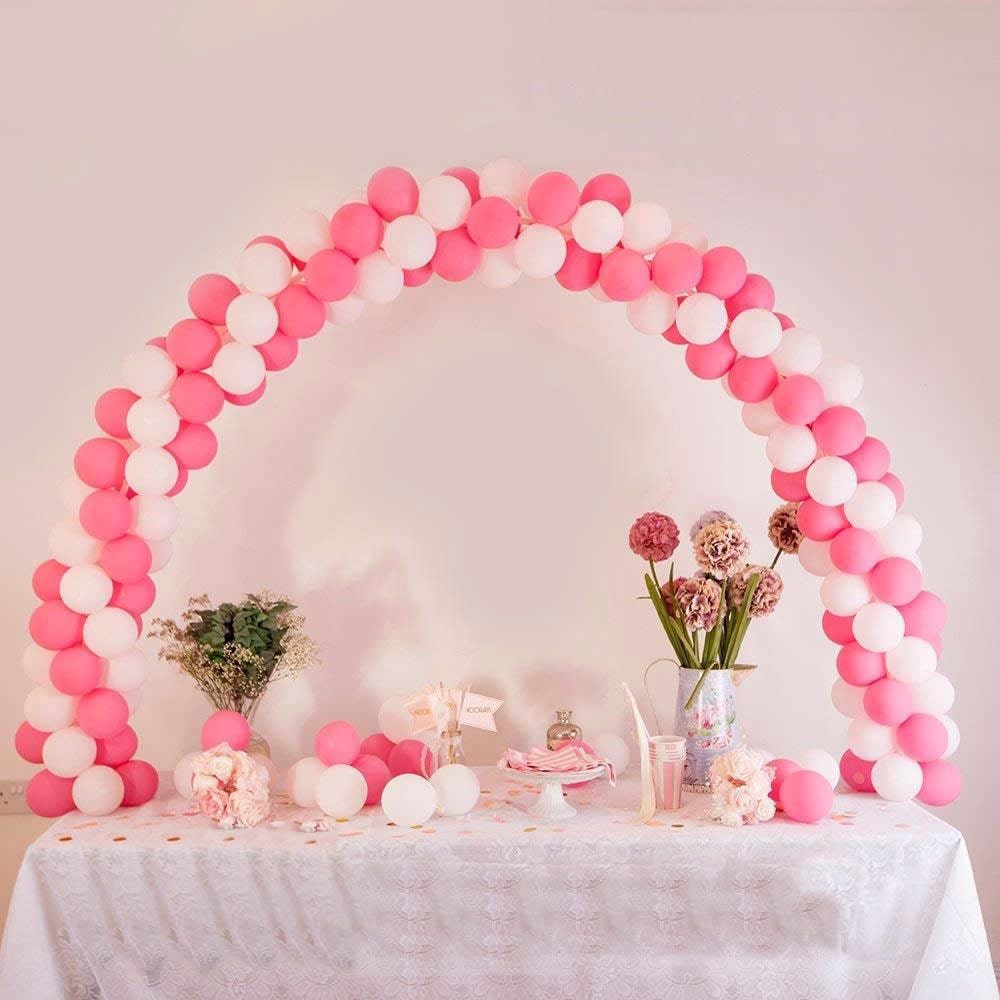 Support arche de ballon rose pour table