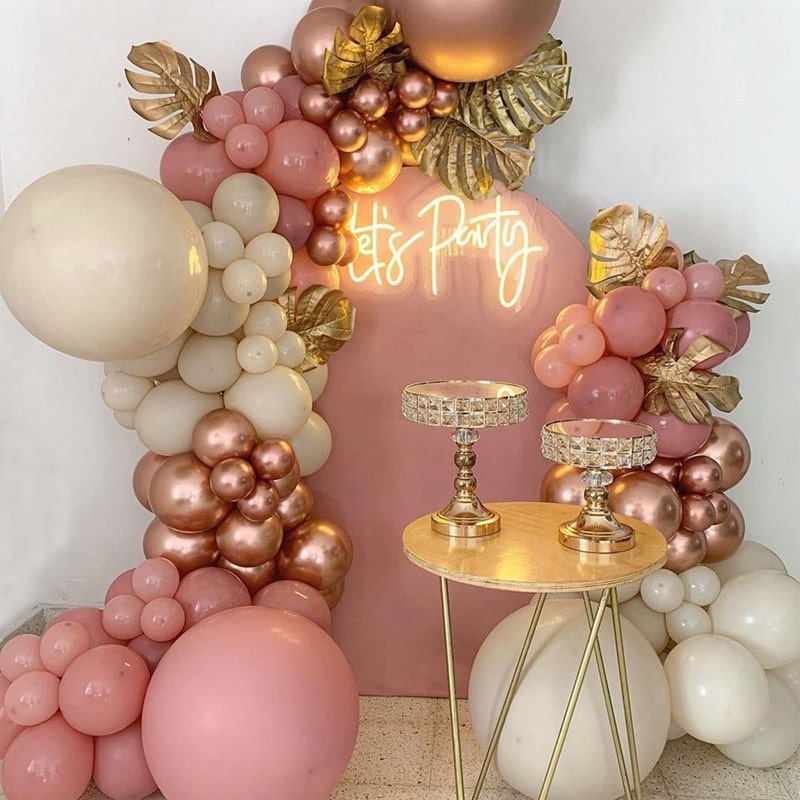 Arche de ballon anniversaire rose gold