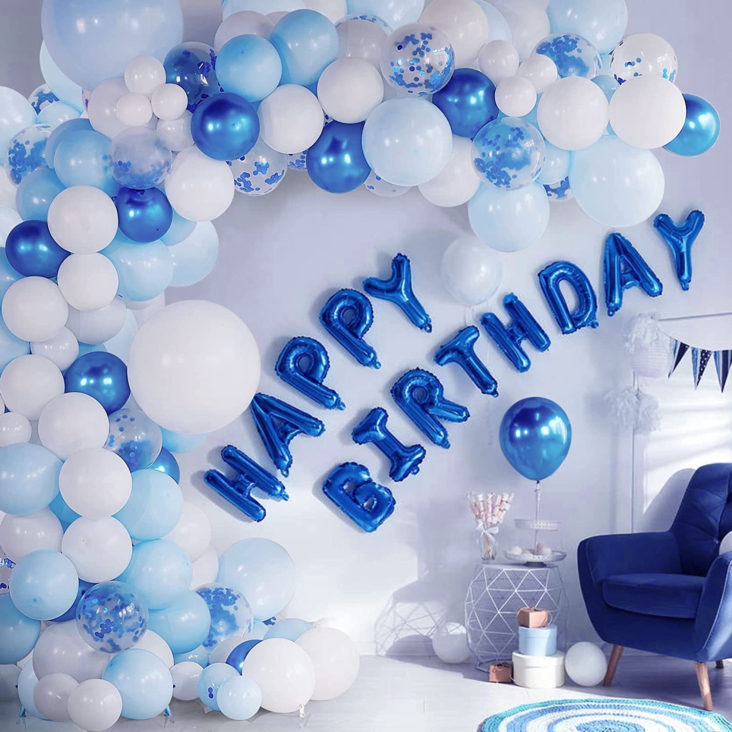 Arche de ballon bleu marine anniversaire