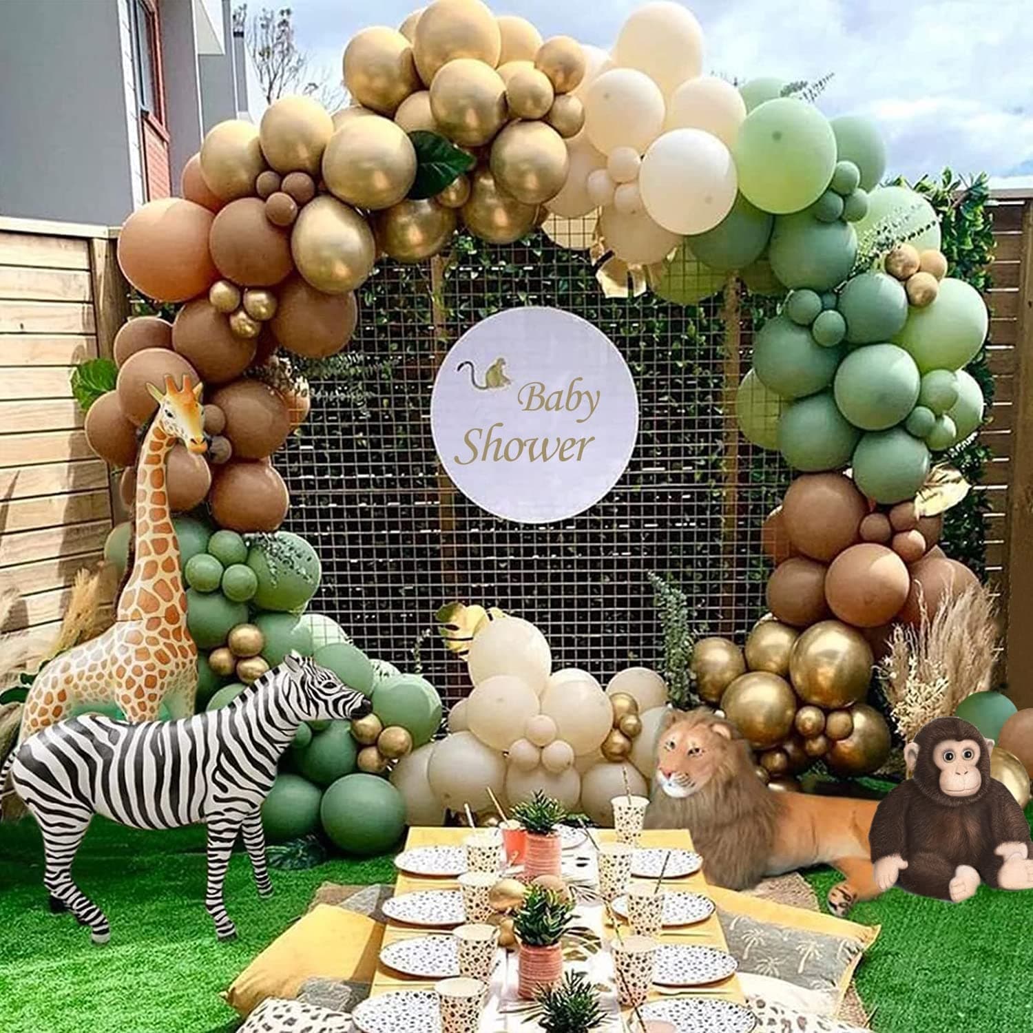 Kit de guirxiété de ballons ronds en aluminium, décoration de la jungle,  décor de fête d