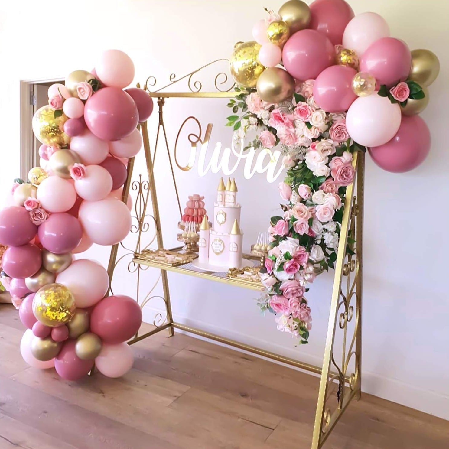 Arche de ballon rose gold baby shower