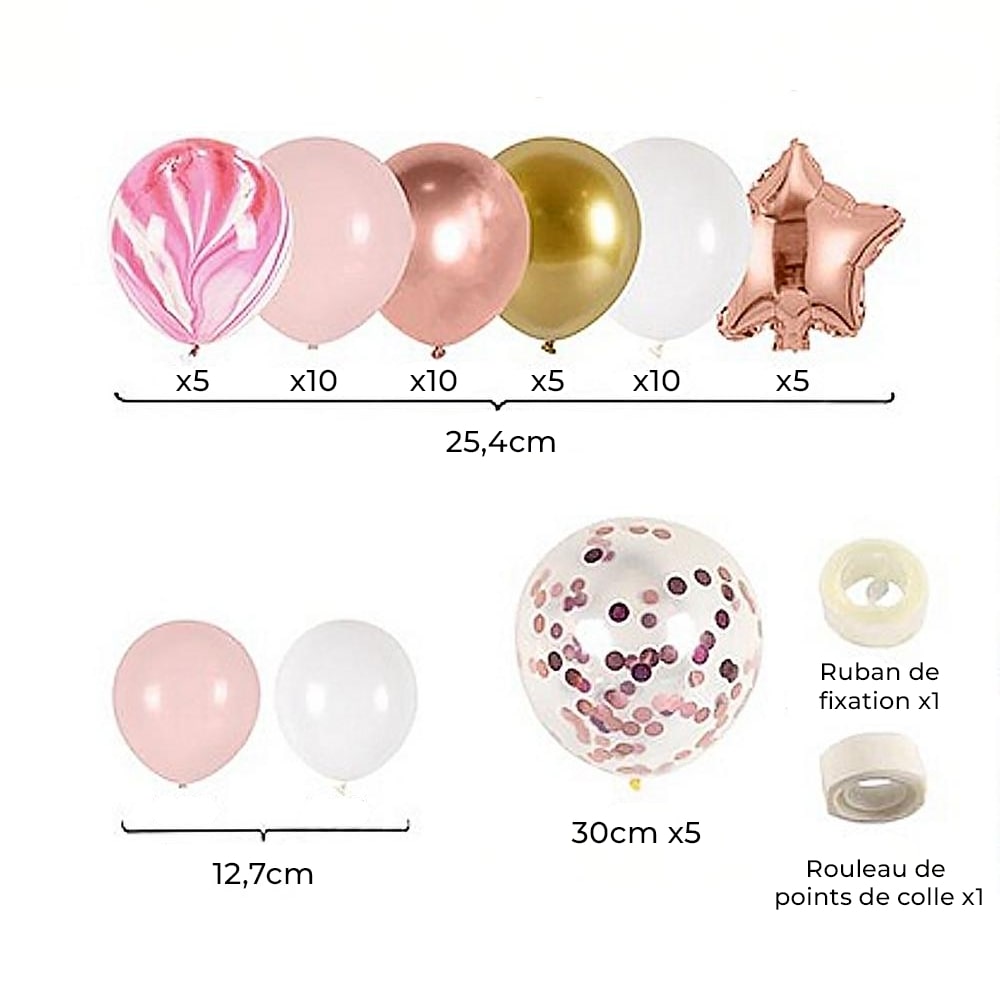 Kit arche de ballon rose gold et blanc
