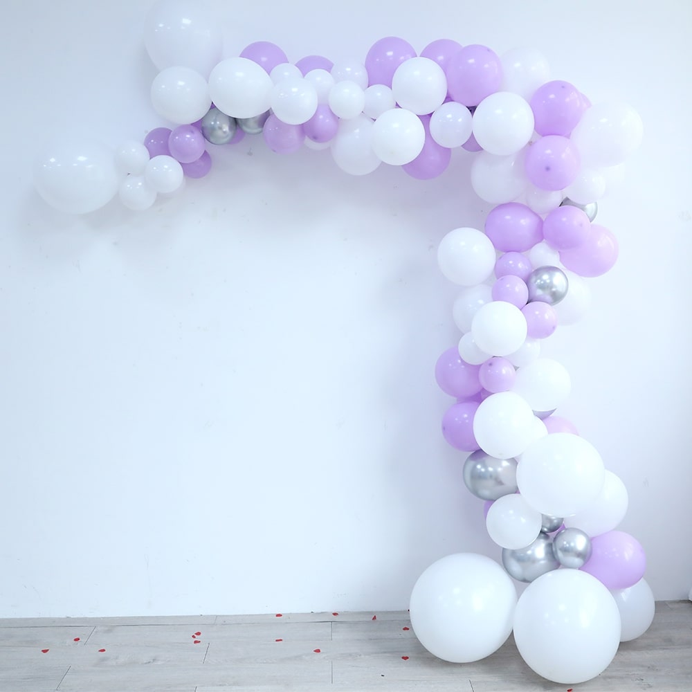 Arche de ballon blanc violet argent