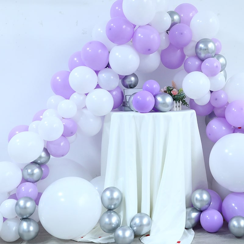 Arche de ballons blanc et violet