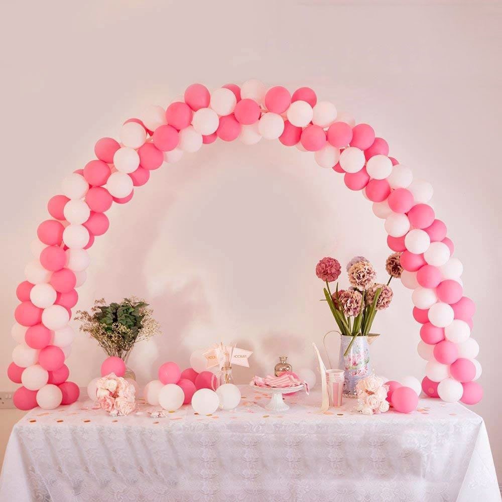 Support arche de ballon rose pour table 